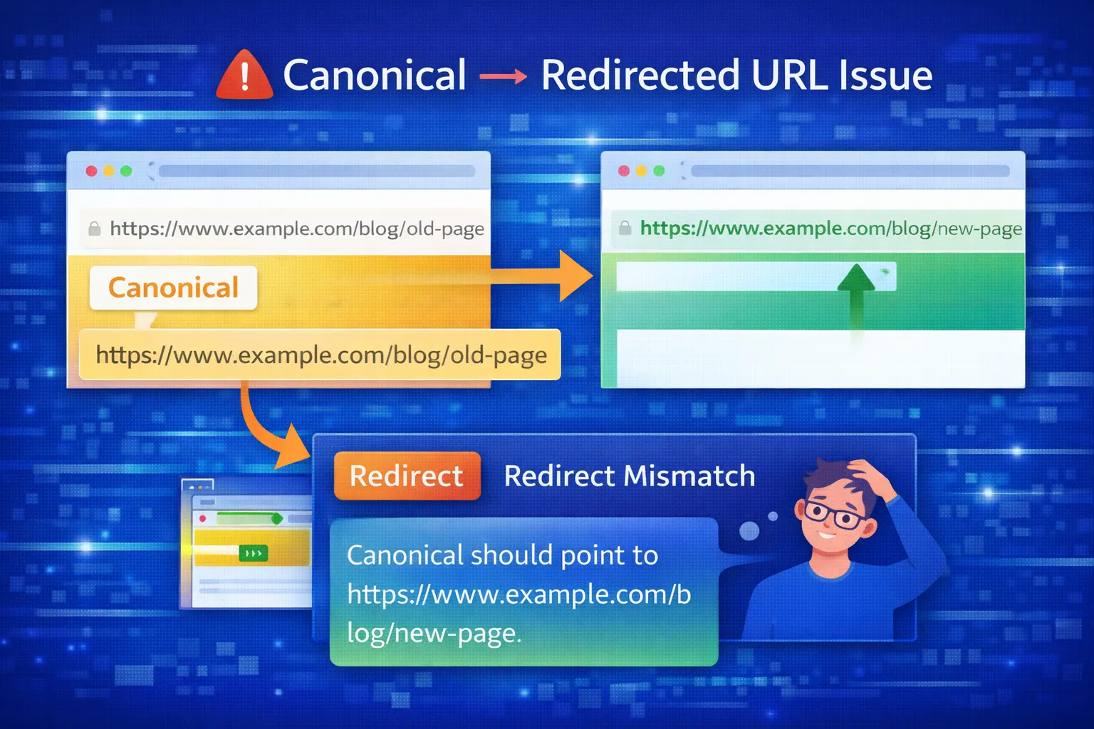 Canonical pointing to redirected URL issue