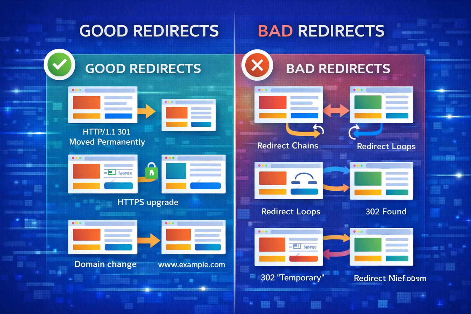 Good vs bad redirects for SEO