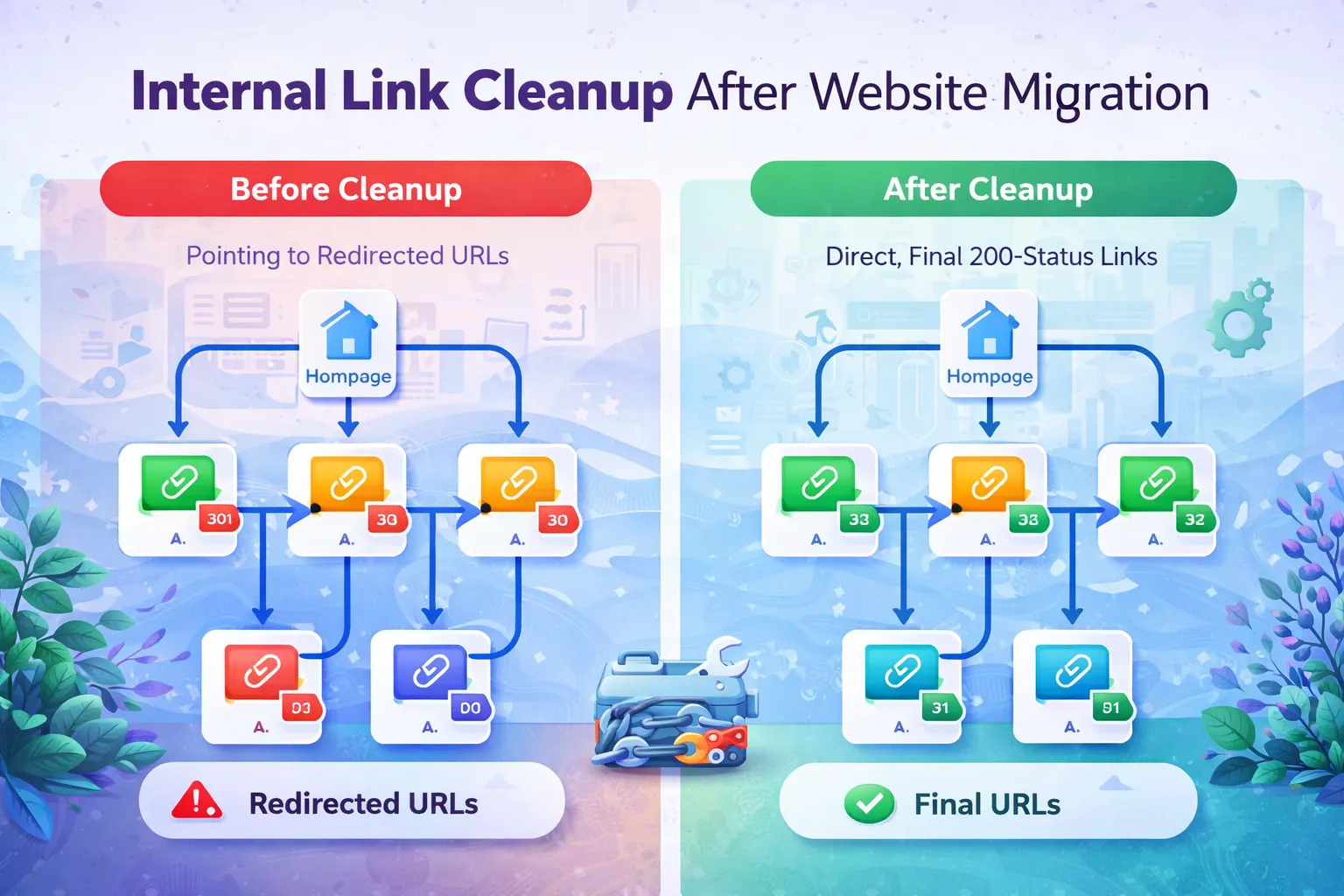 Internal link cleanup after website migration