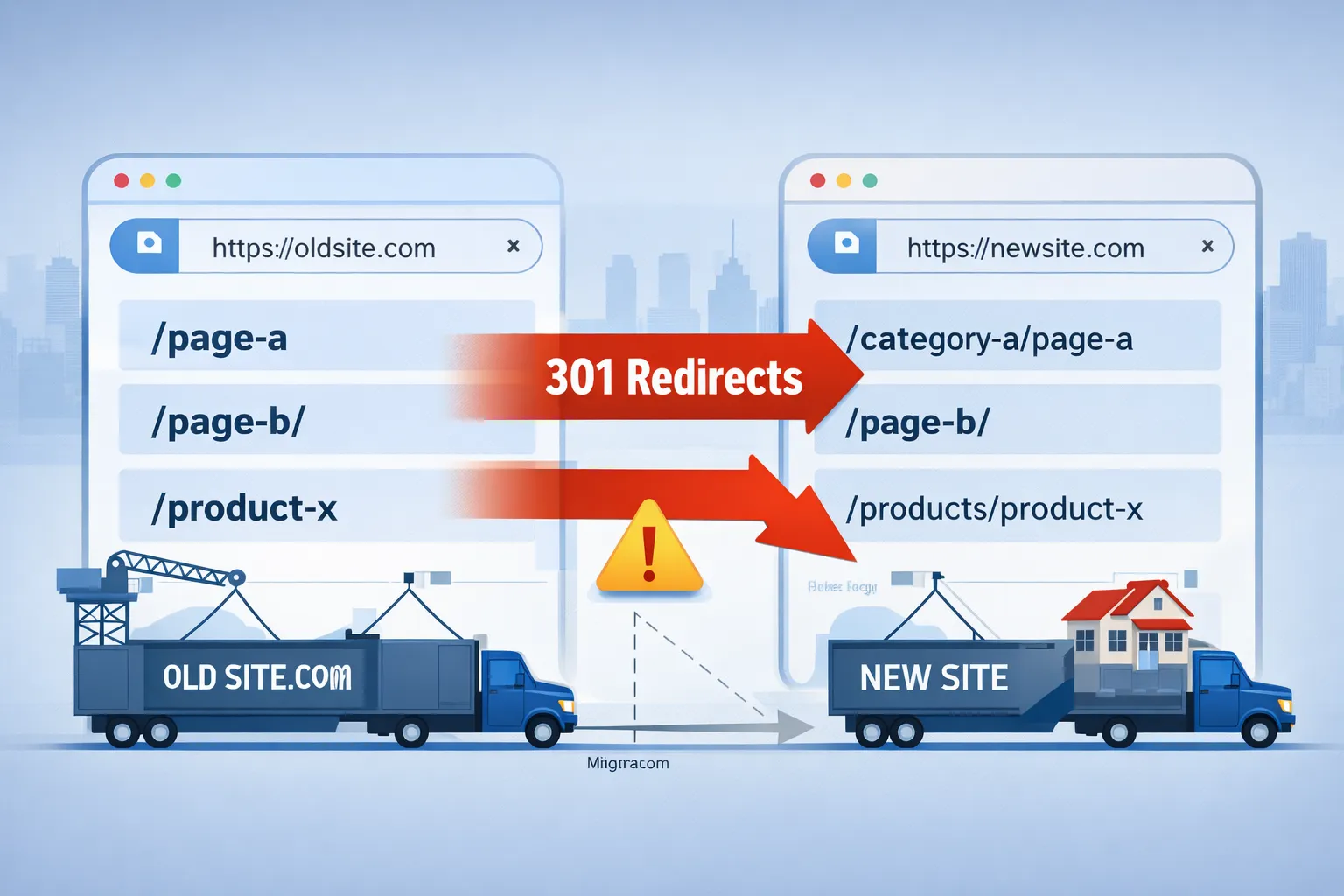 301 redirect mapping during website migration