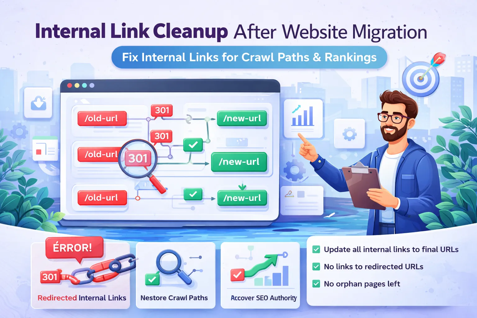 Topical internal linking structure after website migration