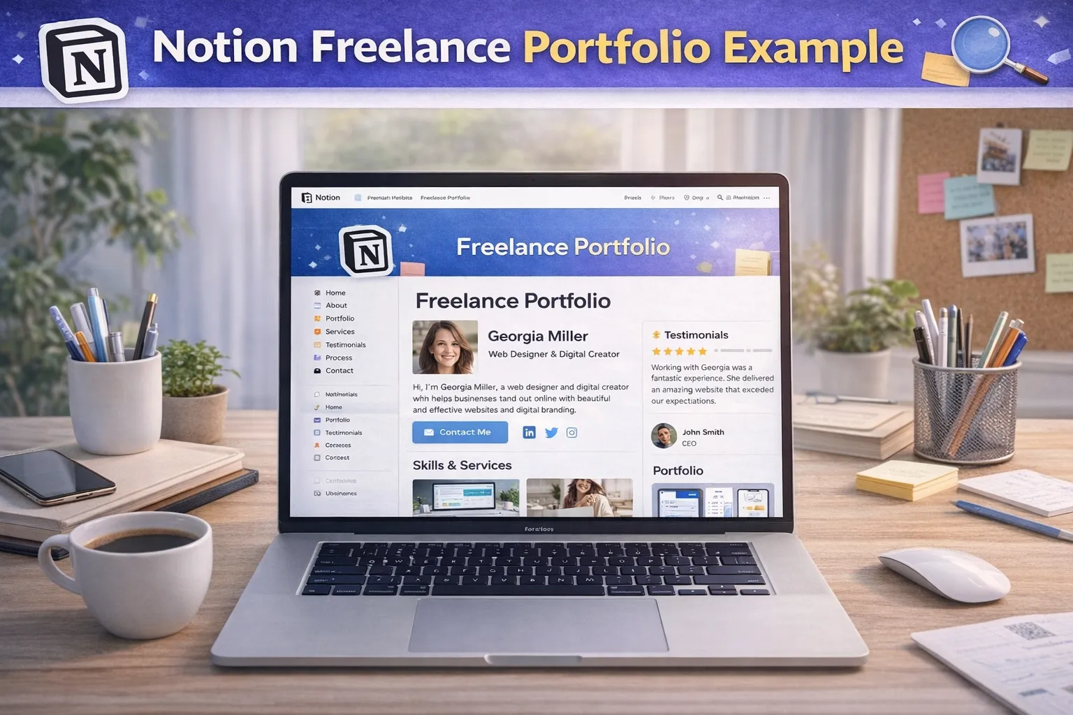 Notion freelance portfolio example