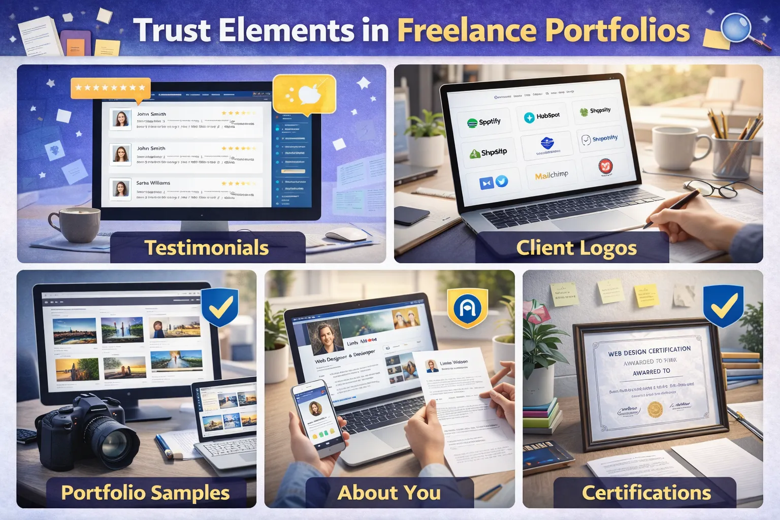 Trust elements in freelance portfolios