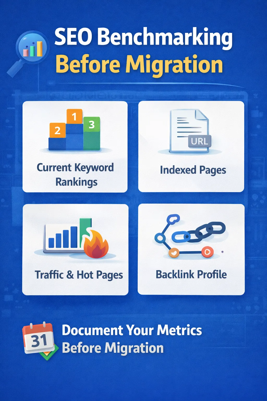 SEO benchmarking metrics before website migration