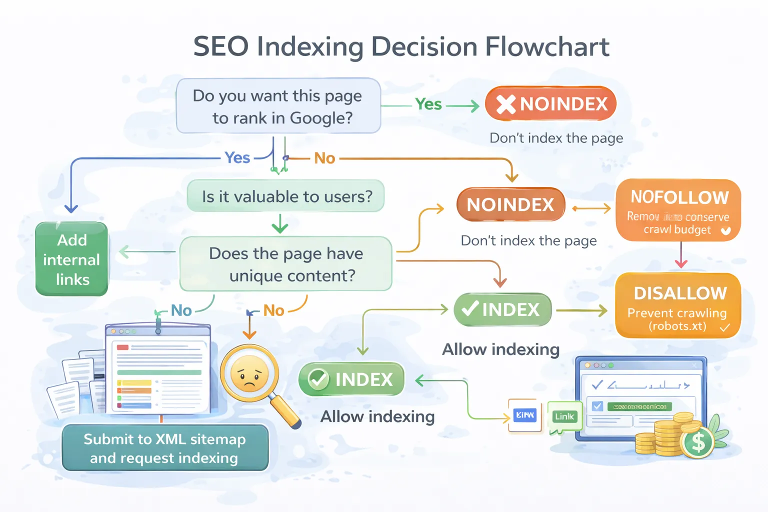 SEO indexing decision flowchart