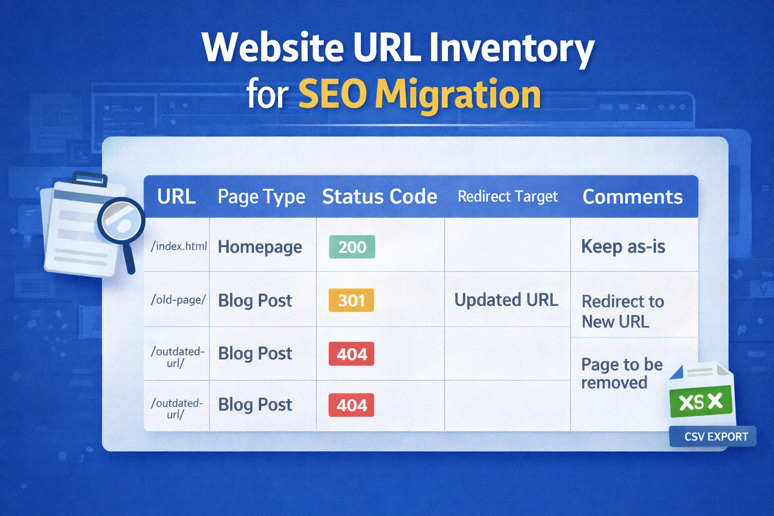 Website URL Inventory for SEO Migration